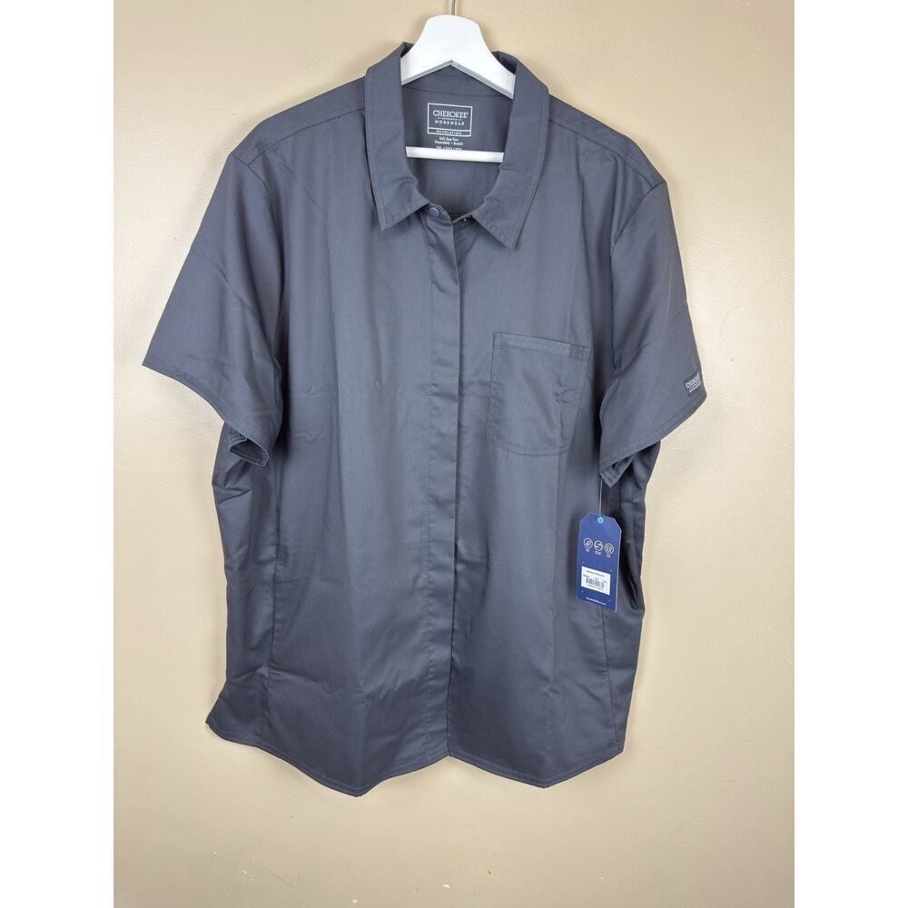 Cherokee Round Neck Scrubs for Women Workwear Revolution WW669 Gray Size 3XL NWT